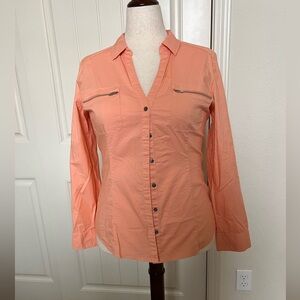 Express The Essential Shirt - Peach Button-Up Blouse - Size Large